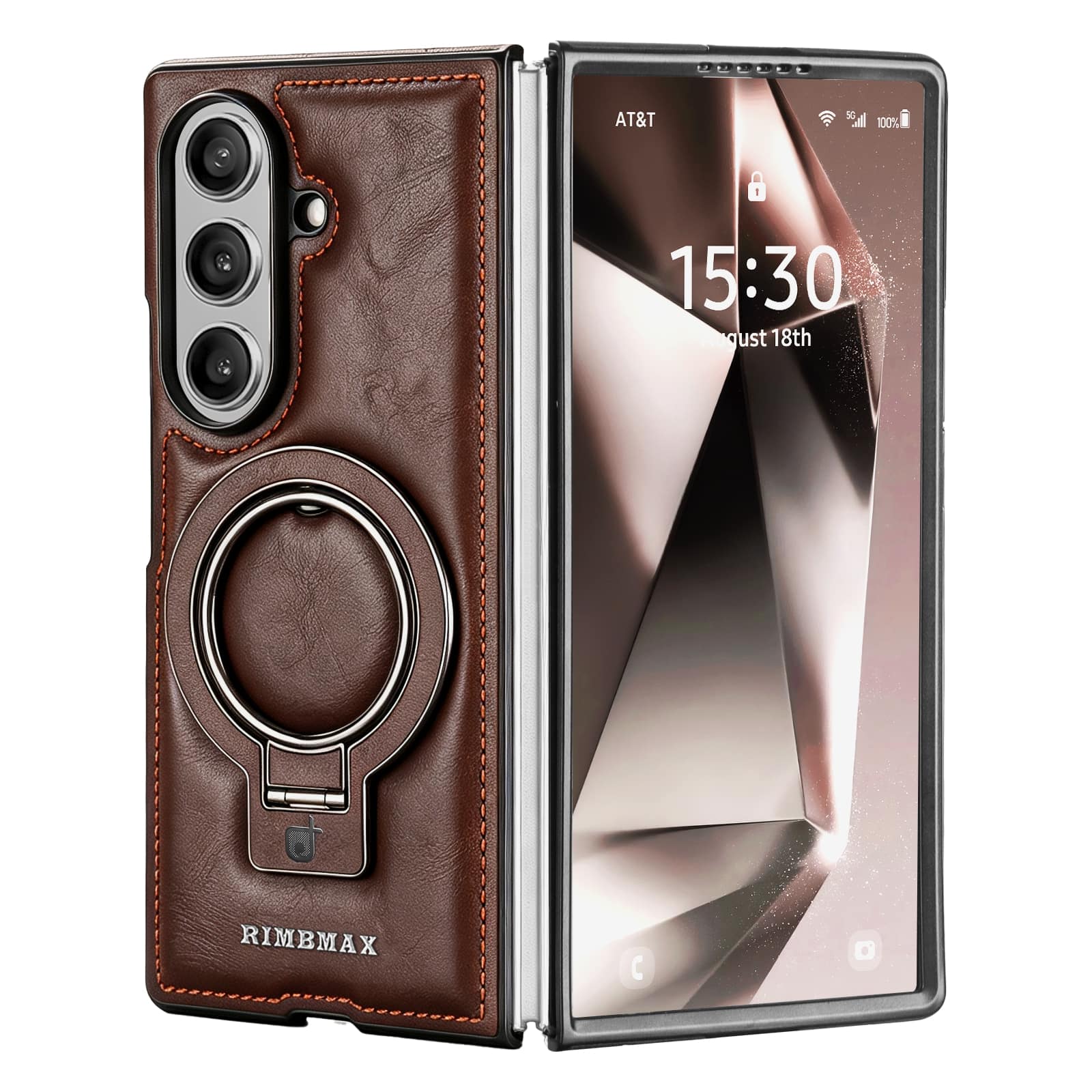 Dteck - Premium Leather Shockproof Non-Slip Magnetic Invisible Ring Stand Phone Case for Samsung Galaxy Z Fold8 Ultra - Darkbrown price history on PriceWatchPro