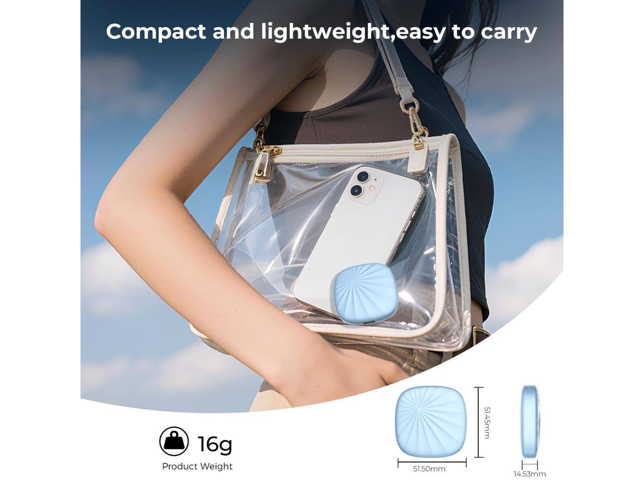 Compact and lightweight, easy to carry

Product Weight: 16g

Dimensions:
- 51.50mm
- 51.45mm H
- 14.53mm