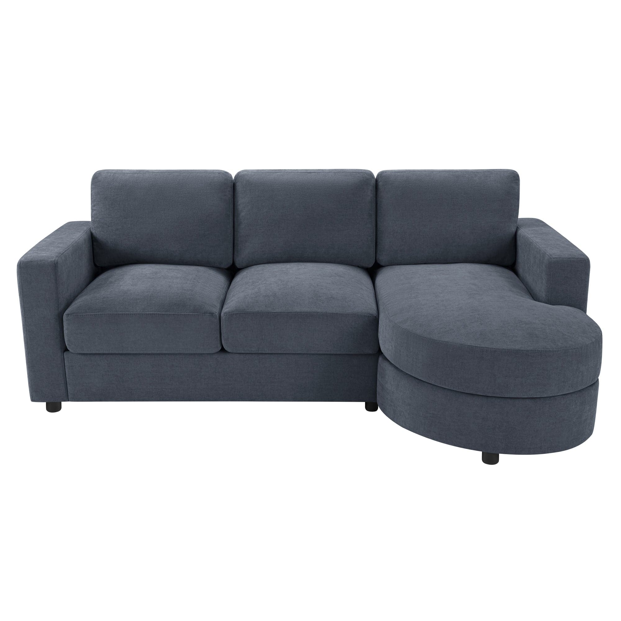 Boyel Living - Modern 84.6 inch Sectional L-shaped Sofa Couch with Curved Chaise Lounge USB Ports and Side Storage Pockets in Blue - Blue