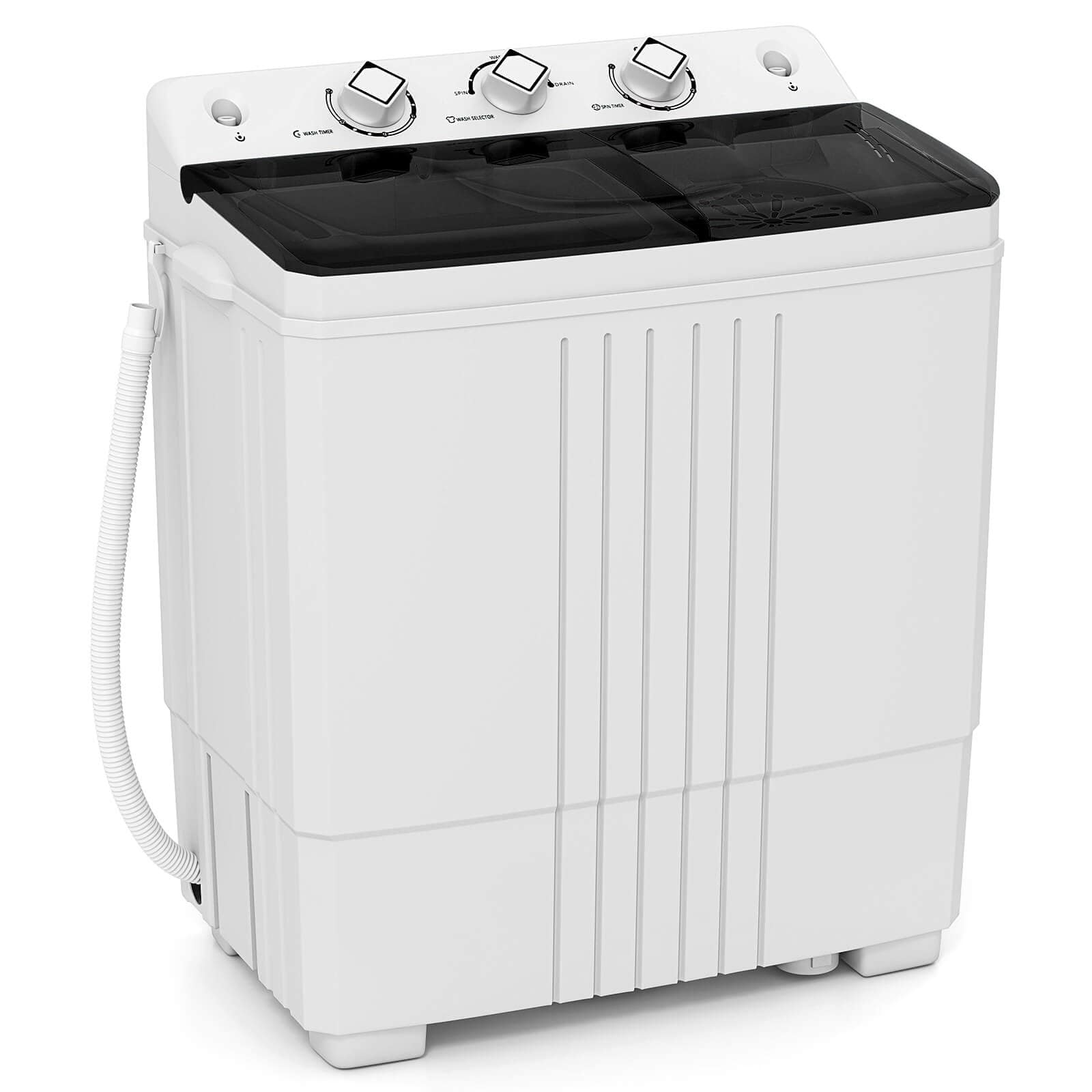 Front. Costway - Costway 20lbs Compact Mini Portable Twin Tub Washing Machine Washer Spain Spinner - Black.