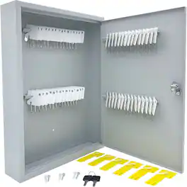 Huron - Slotted Heavy-duty Key Cabinet - Keyhole Slot, Heavy Duty, Durable - Gray - Steel - 1 Each