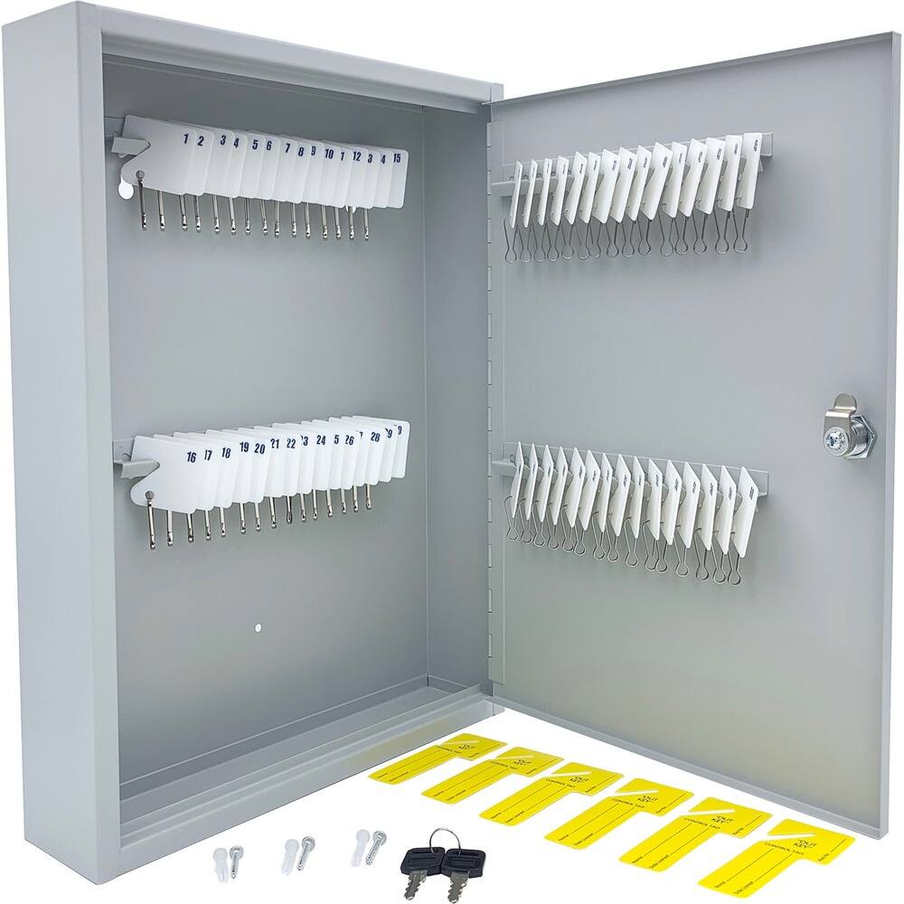 Front. Huron - Huron Slotted Heavy-duty Key Cabinet - Keyhole Slot, Heavy Duty, Durable - Gray - Steel - 1 Each.