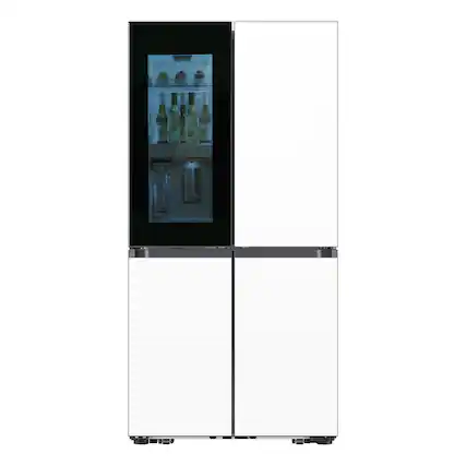 Front. Samsung - Bespoke 29 Cu. Ft. 4-Door Flex French Door Refrigerator with Auto Open Door - White Glass.