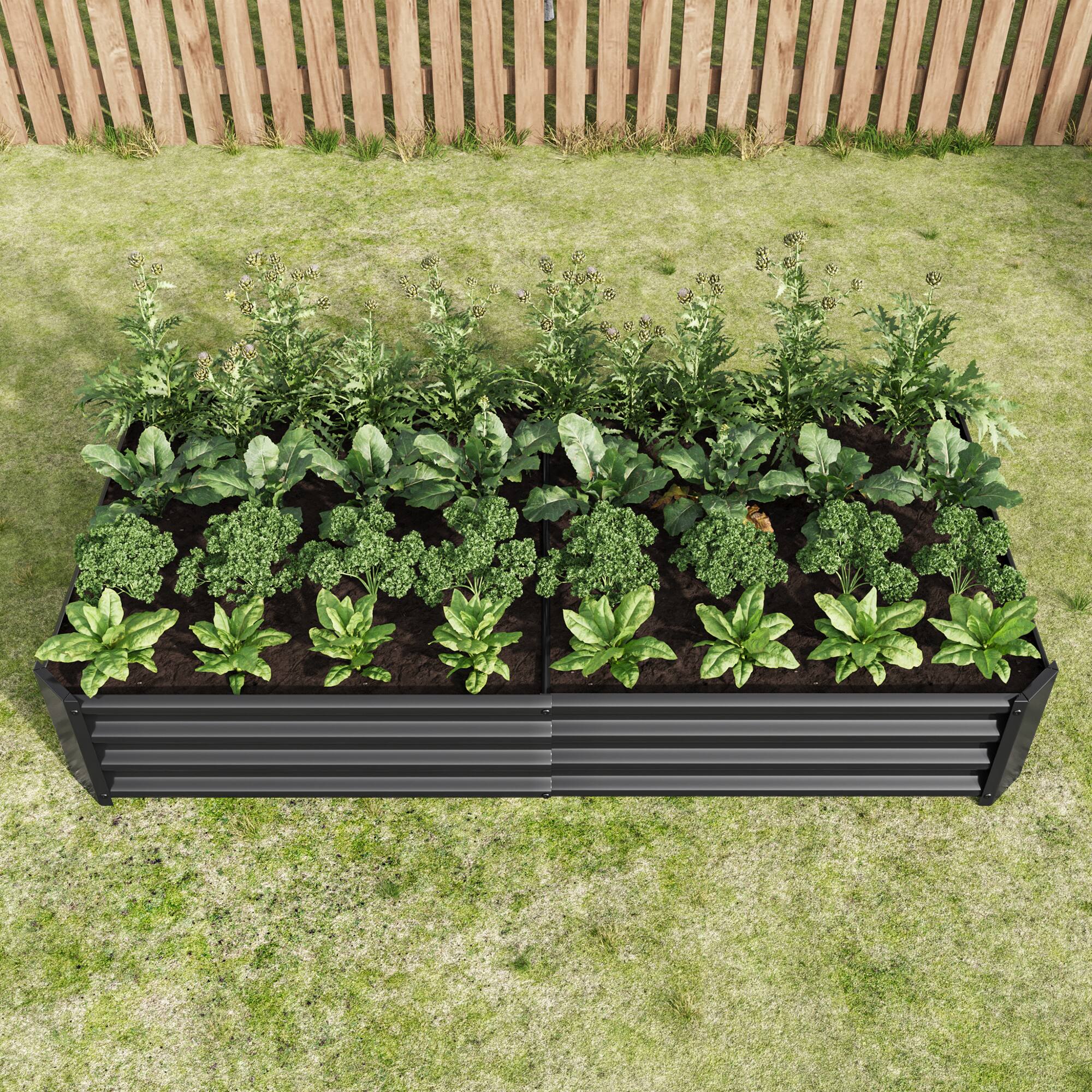Alt View 3. PAIHOME - Heavy Duty Metal Raised Garden Bed, 6x3x1 FT Rectangle Outdoor Planter Box for Growing Vegetables Flowers Succulents - Black.