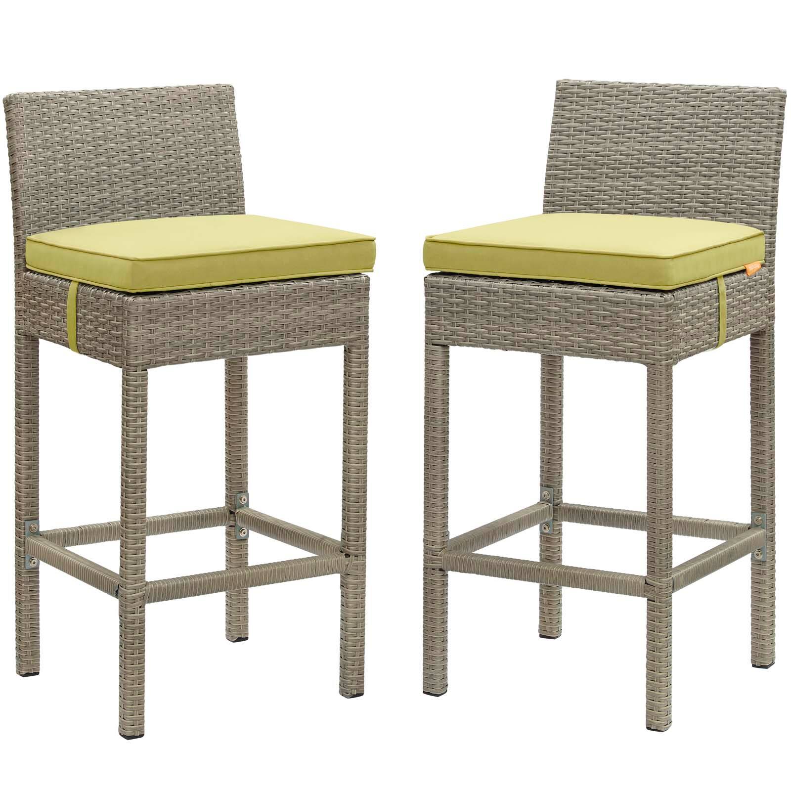 Front. Modway - Conduit Outdoor Patio Wicker Rattan Bar Stool Set of 2 by Modway - Light Gray Peridot.