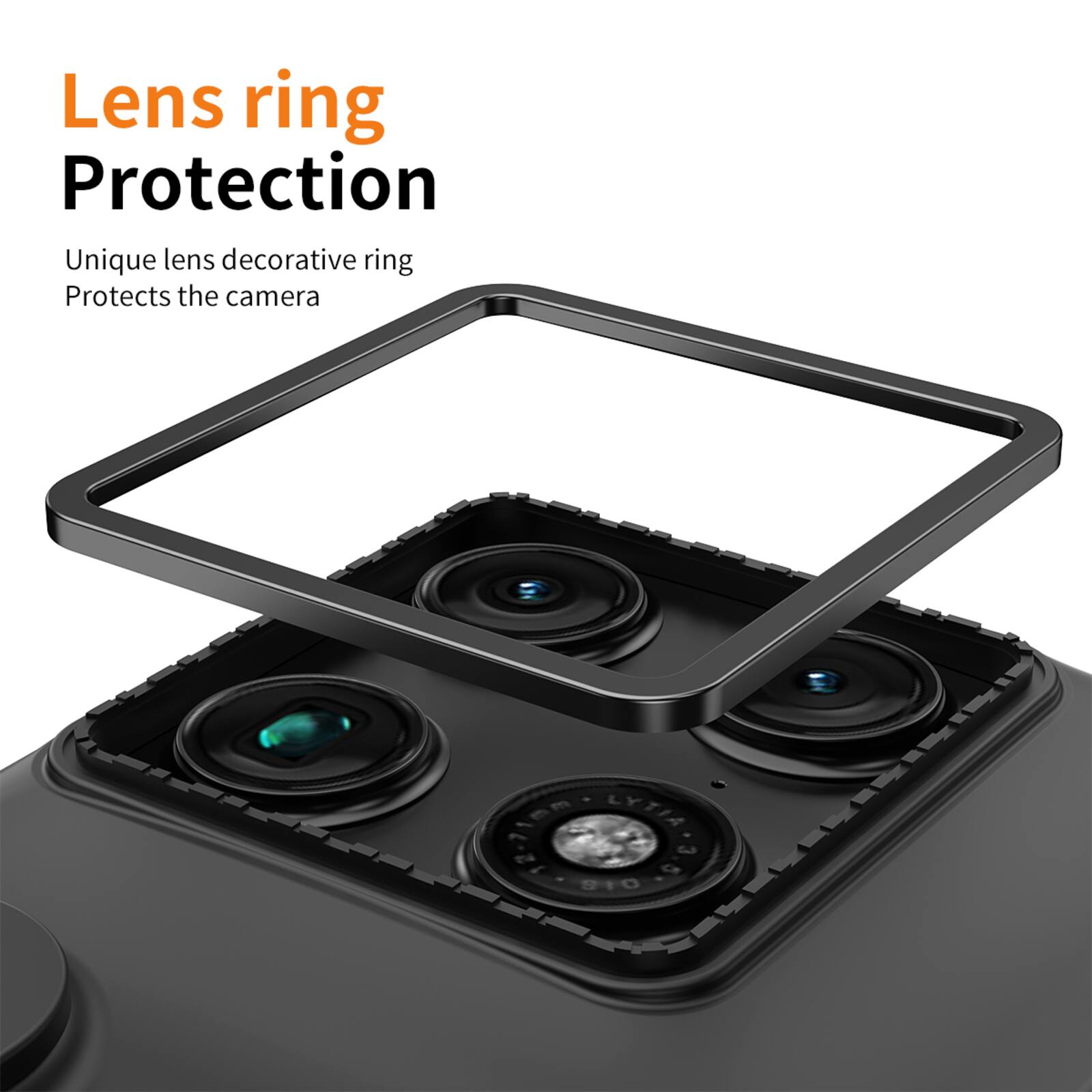 Lens ring Protection  
Unique lens decorative ring  
Protects the camera