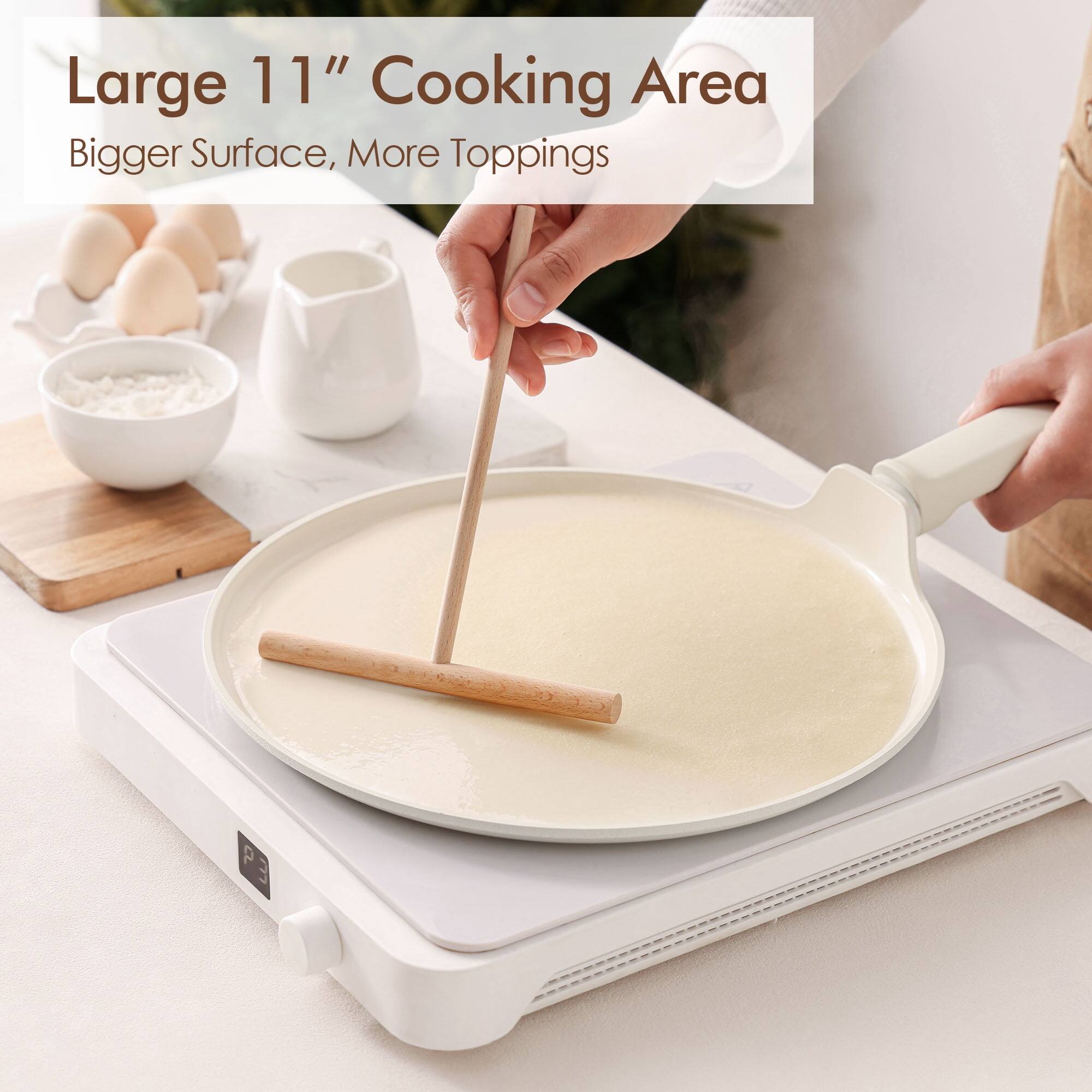 Large 11" Cooking Area  
Bigger Surface, More Toppings