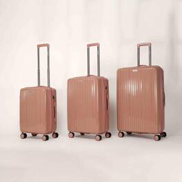 BreeBe - Luggage Sets 3 Piece,Luggage Set PP Material Travel Suitcase Set With Spinner Wheels for Men Women, 20''/24''/28'' - Rose Gold