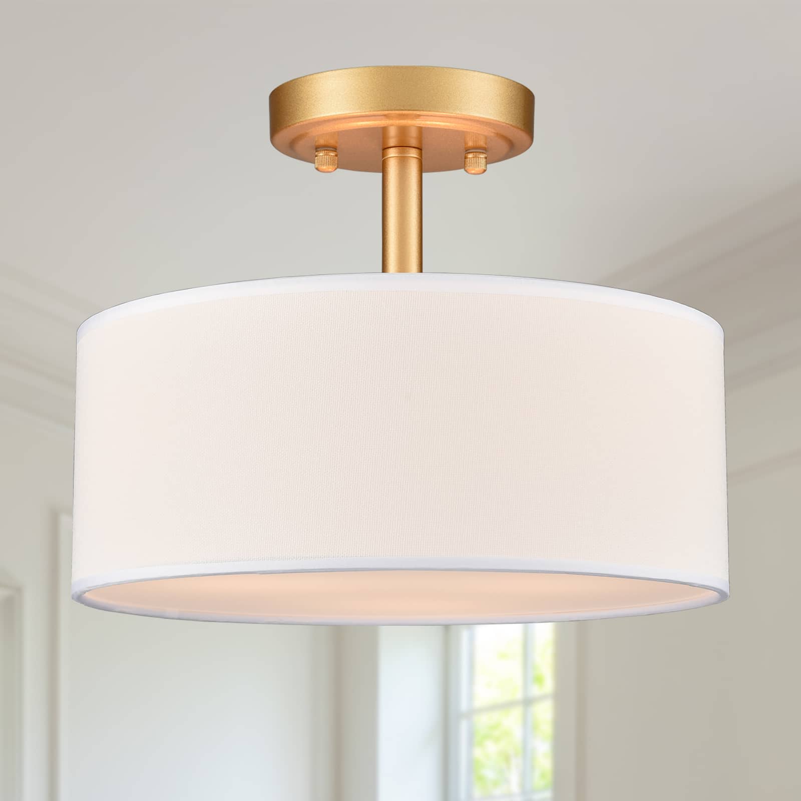 Alt View 2. MOOSE - Modern Gold Light Fixture Ceiling Mount Flush Mount Drum Ceiling Light Fixture - Gold.