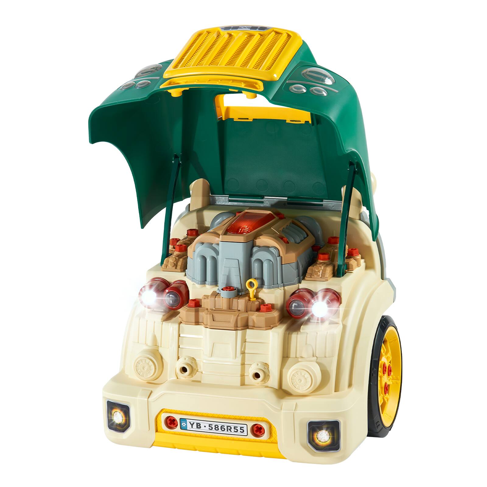 Alt View 5. VEVOR - Engine Toy, 60 Pieces, Kids Mechanic Car Repair Set with Removable Parts, Lights and Sounds, Steering Wheel and Horn - Blue.
