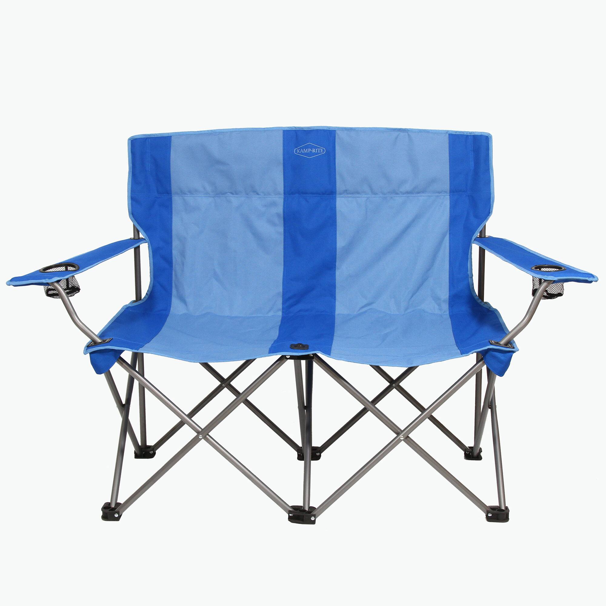 Alt View 1. Kamp-Rite - Kamp-Rite Portable 2 Person Folding Outdoor Patio Camping Lawn Beach Chair, Blue - Blue.