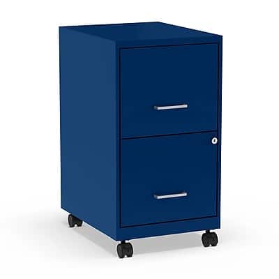 Staples - 2-Drawer Mobile Vertical File Cabinet, Letter Size, Lockable, 26.3"H x 14.3"W x 18.9"D - Blue