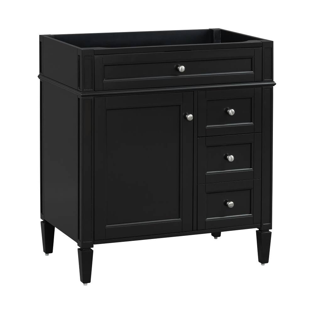 Left. Loheer - Loheer 30 inch bathroom vanity without top, Black Bathroom Storage Cabinet with Tip-out Drawer - Black.