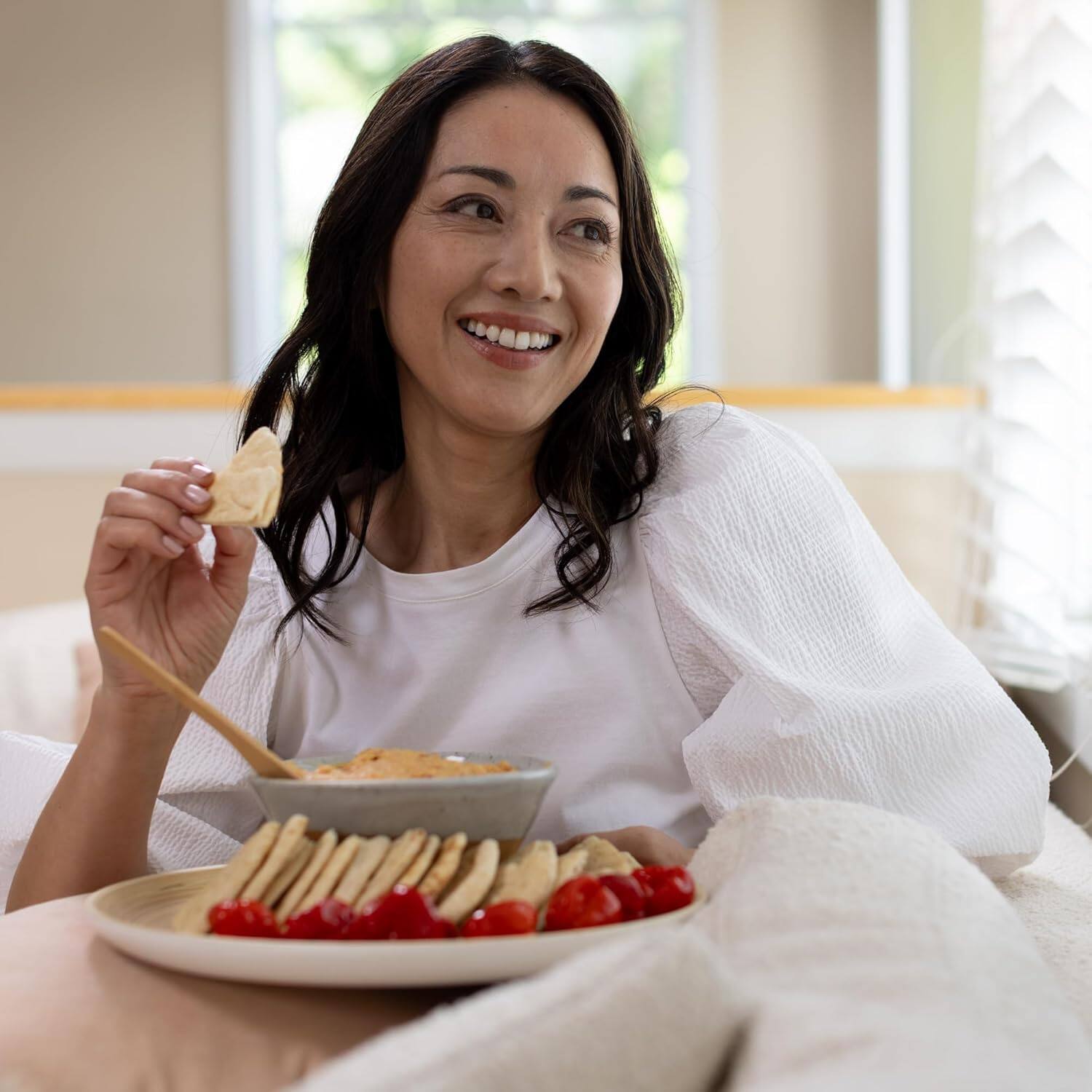 Alt View 4. Lexa - Bamboo Serving Plate Set, 12 Inch x 2, White - White.