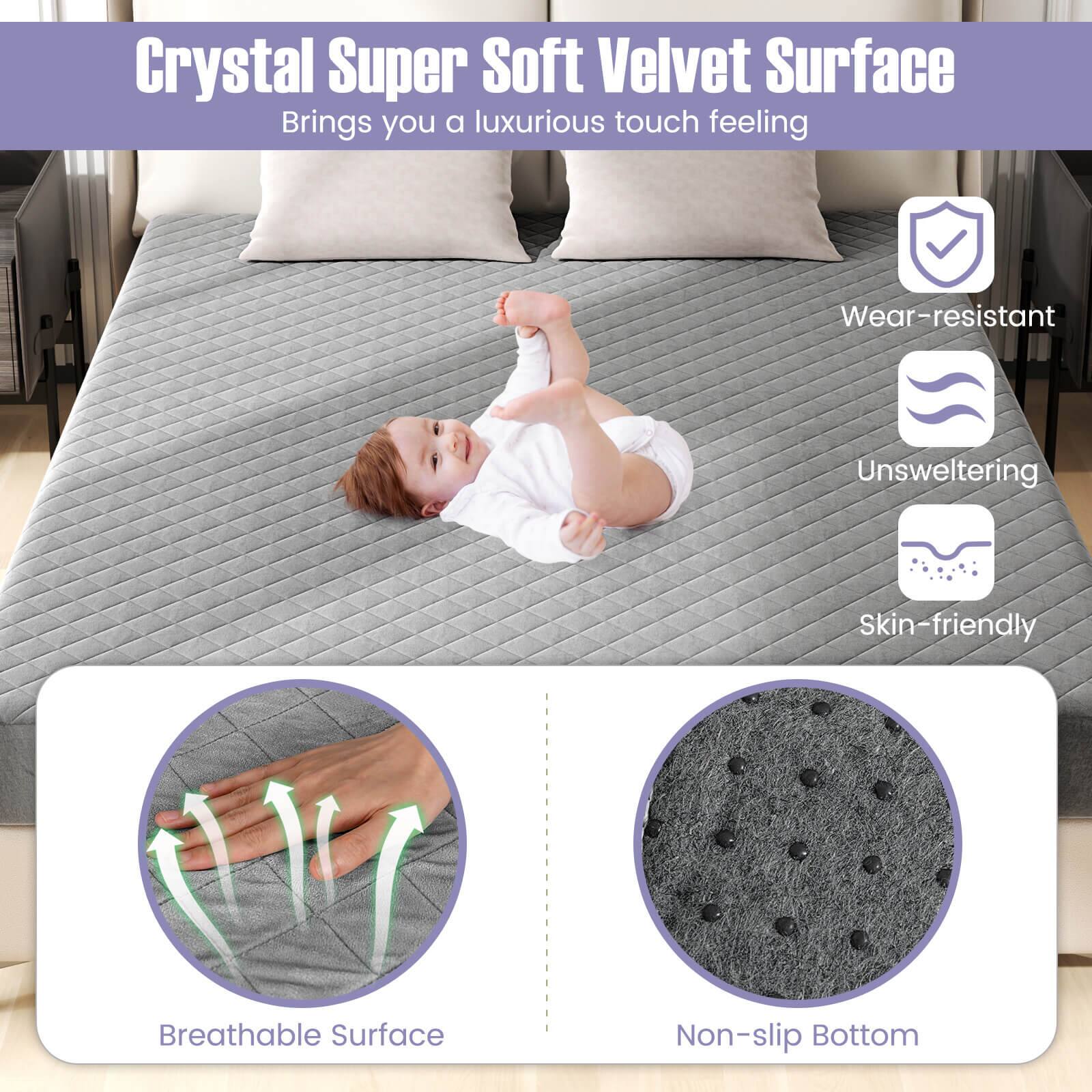 Crystal Super Soft Velvet Surface  
Brings you a luxurious touch feeling  

- Wear-resistant  
- Unsweltering  
- Skin-friendly  
- Breathable Surface  
- Non-slip Bottom