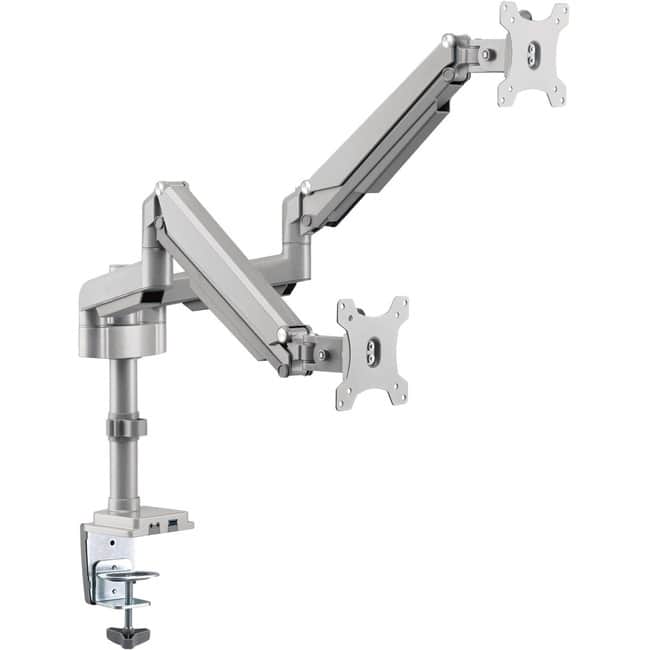 Eaton Tripp Lite Series Dual-Display Gas-Arm Mount for 13" to 34" Monitors - Clamp or Grommet, USB, Audio Ports - Silver