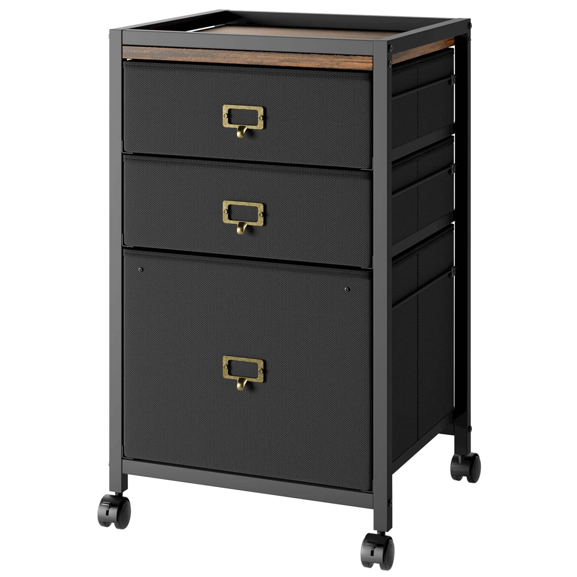 Acekool - Mobile Filing Cabinet for Home Office, 3-Drawer, Under Desk Rolling Filing Organizer - Black