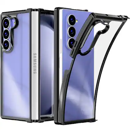 Front. RomeTech - Rome Tech Hybrid Case for Galaxy Z Fold 6 - Clear/Black - Clear / Black.