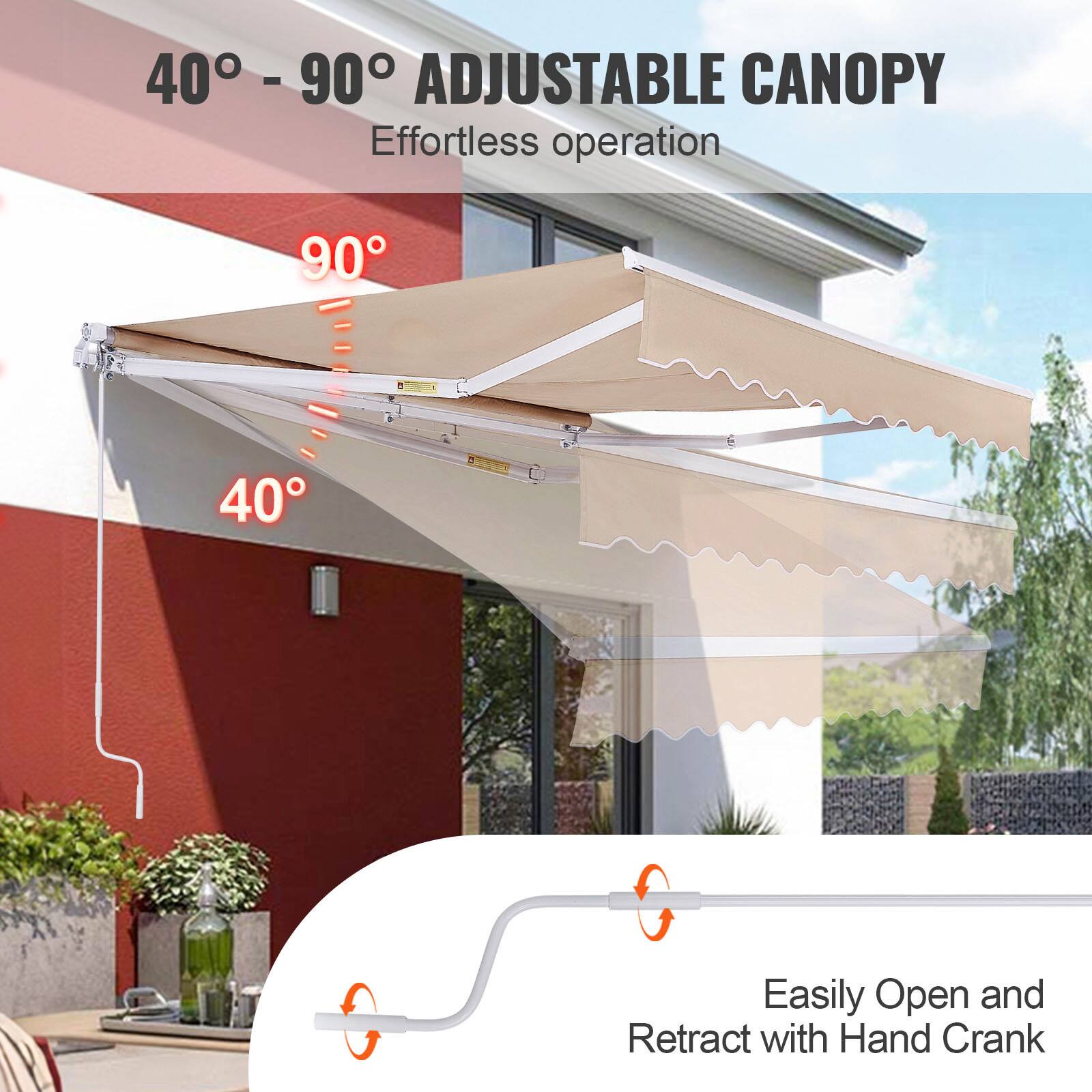40 - 90° ADJUSTABLE CANOPY Effortless operation

Easily Open and Retract with Hand Crank