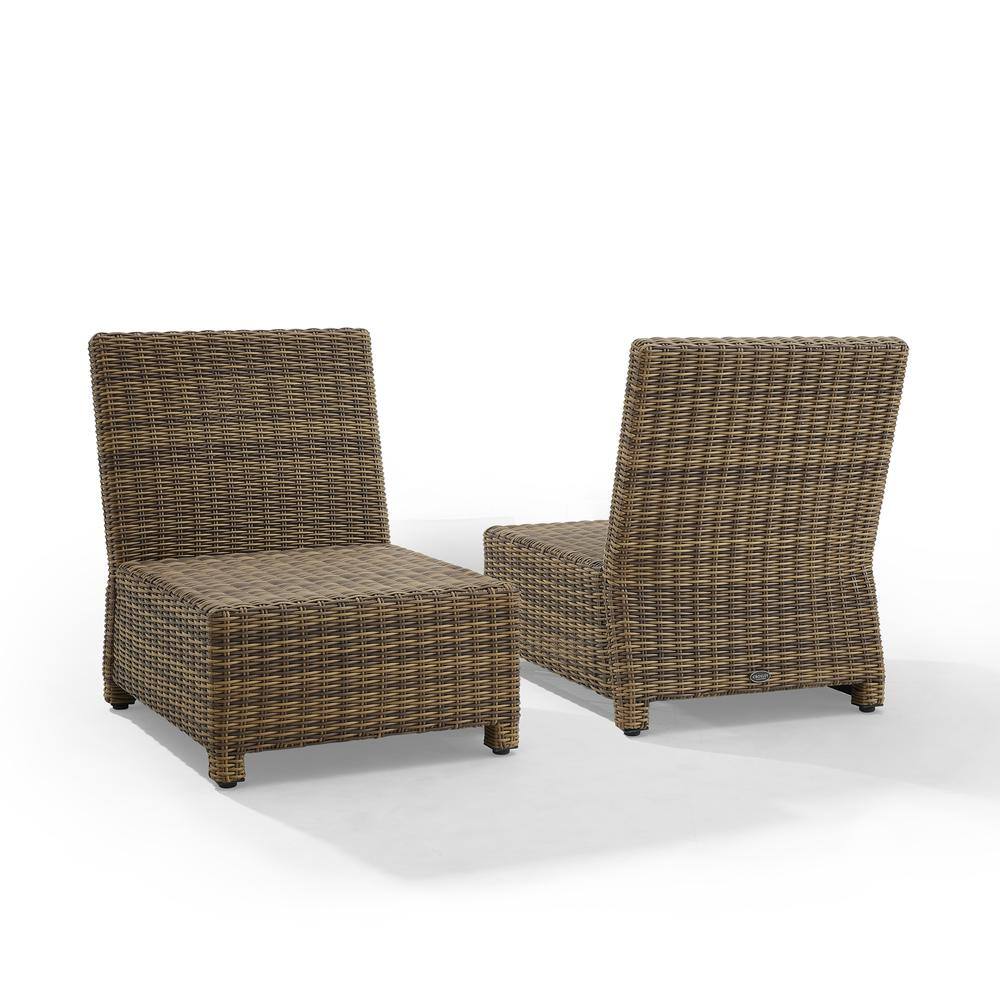 Left. Crosley Furniture - Bradenton 2Pc Armless Wicker Outdoor Chair Set - 2 Armless Chairs - Gray.