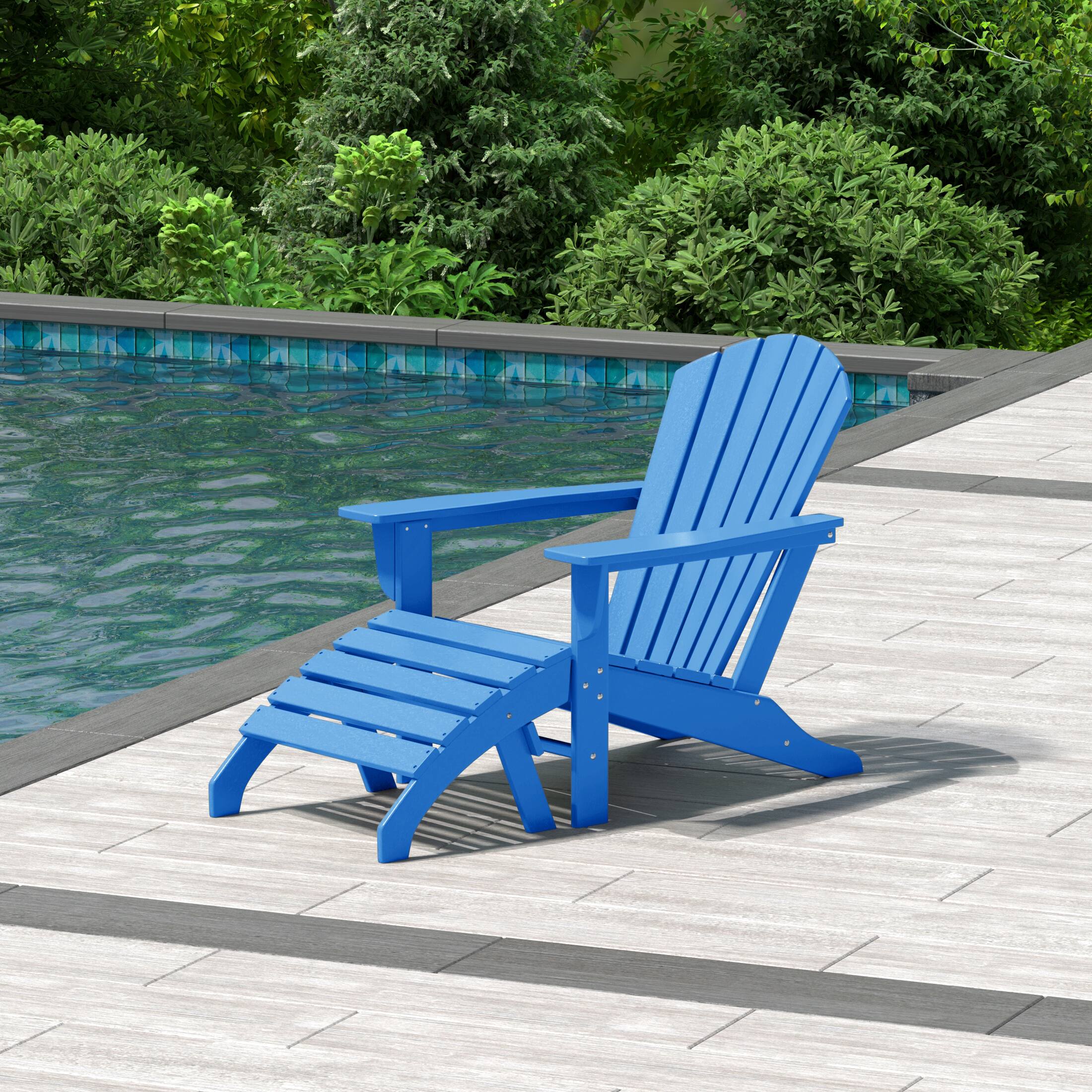 Angle. WestinTrends - WestinTrends Dylan Outdoor Adirondack Chair With Ottoman 2-Piece Set - Pacific Blue.