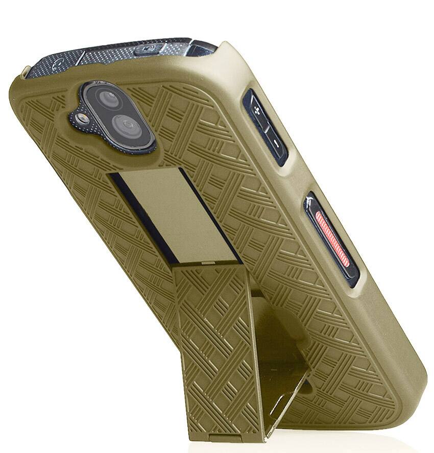 Alt View 2. Nakedcellphone - Slim Case for Kyocera DuraForce Pro Phone (with Kickstand) - Gold.