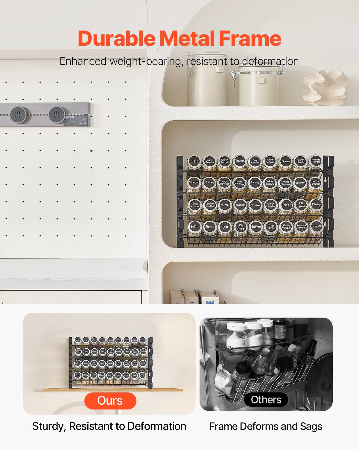 Durable Metal Frame  
Enhanced weight-bearing, resistant to deformation  

Ours  
Sturdy, Resistant to Deformation  

Others  
Frame Deforms and Sags
