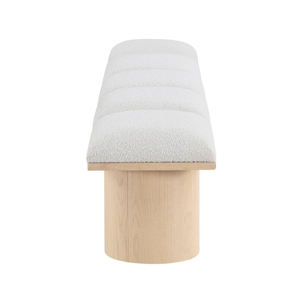 Left. Meridian Furniture - Pavilion Cream Boucle Fabric Bench - Cream Boucle Fabric.