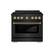 Front. ZLINE - ZLINE Autograph 36 in. 5.2 Cu. Ft. Freestanding Paramount Gas Range in Black Stainless Steel with Bronze Helix Handle - Black Stainless Steel.
