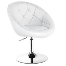 WELLFOR - 1 Piece Adjustable Modern Swivel Round Tufted - White