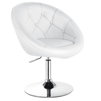 Front. WELLFOR - 1 Piece Adjustable Modern Swivel Round Tufted - White.