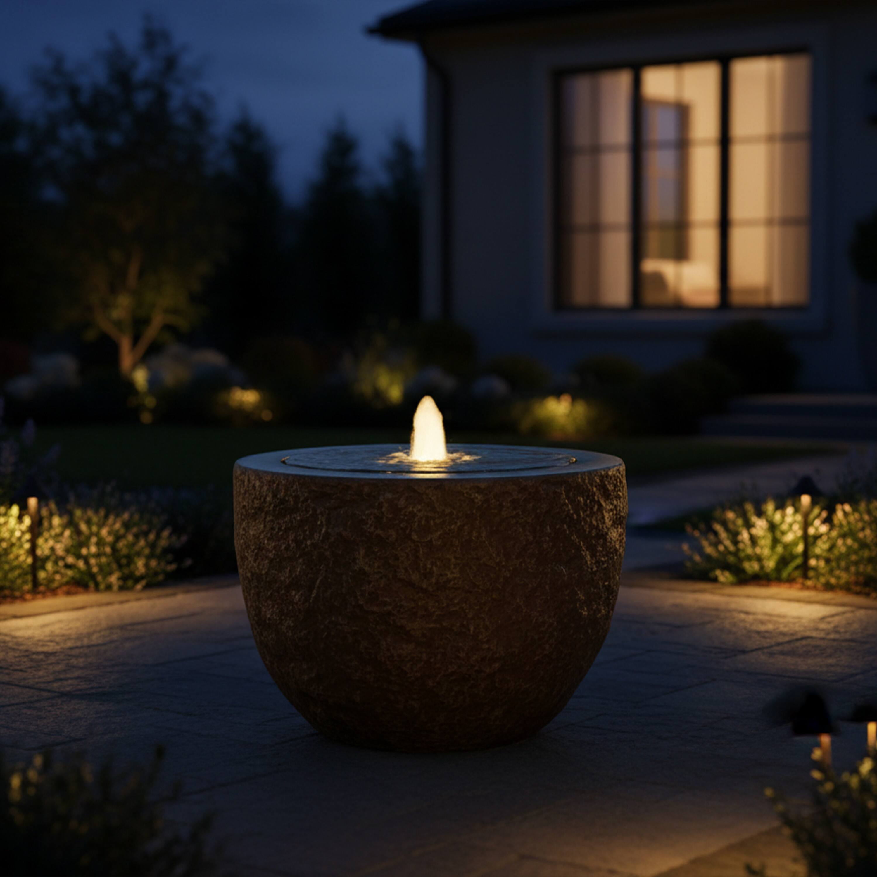Alt View 9. Sunnydaze - Outdoor Polystone Oval Bowl Bubble Fountain - Brown.