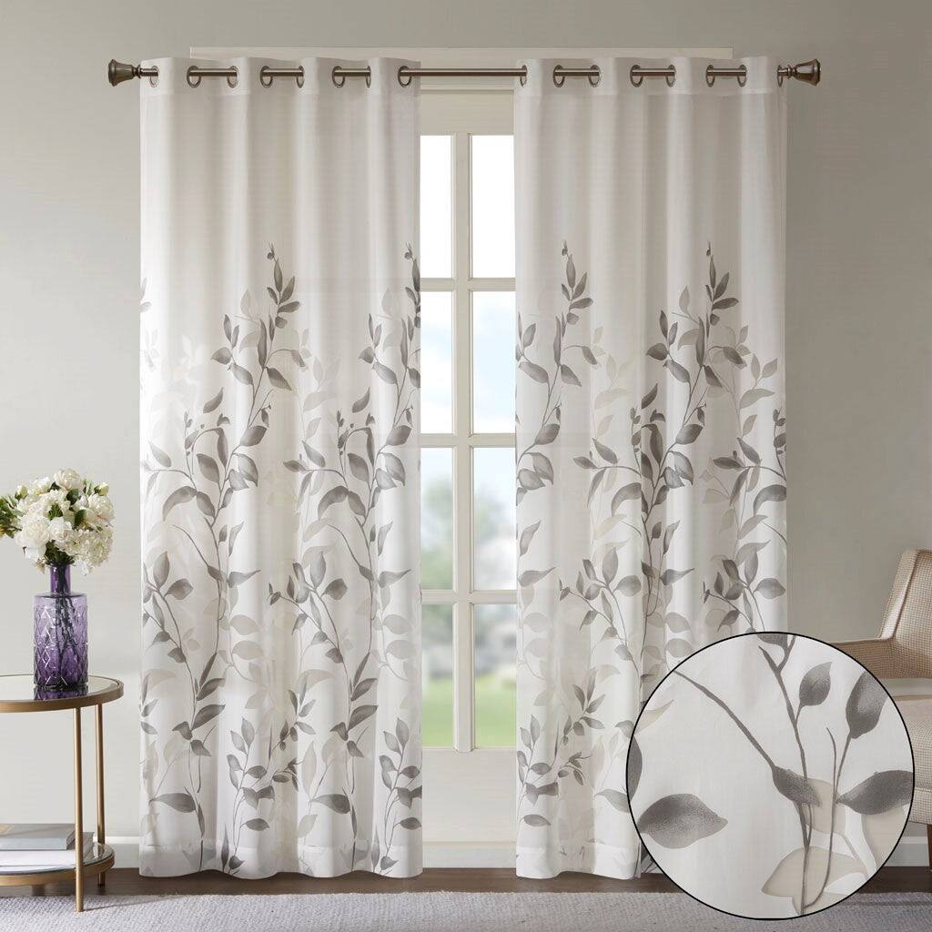 Back. BreeBe - Burnout Printed Curtain Panel Pair(2 Pcs Window Panels) - Multicolor.