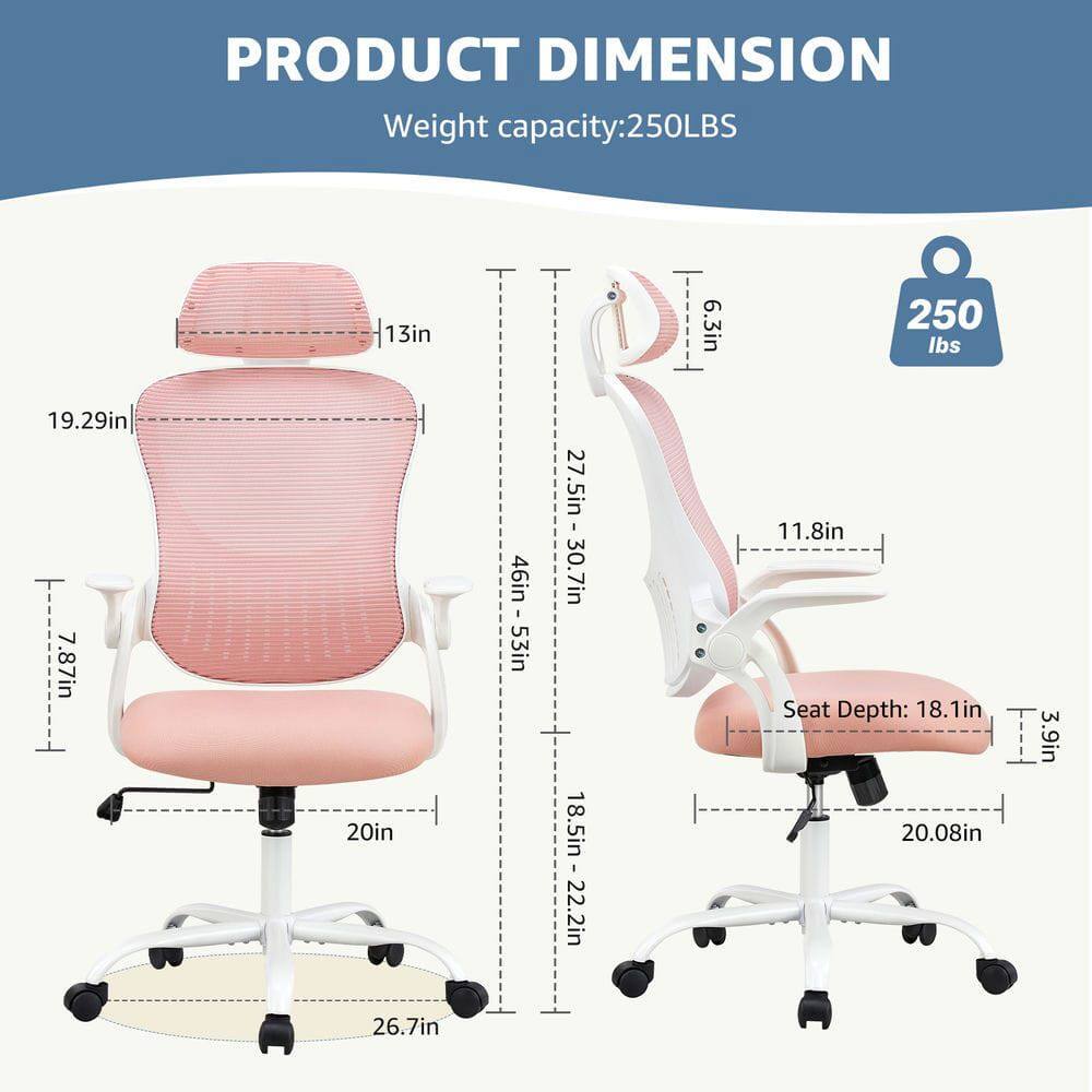 PRODUCT DIMENSION  
Weight capacity: 250LBS  
- Height: 46in - 53in  
- Seat Depth: 18.1in  
- Back Height: 19.29in  
- Back Width: 13in  
- Seat Width: 20in  
- Seat Depth: 18.1in  
- Armrest Height: 6.3in  
- Armrest Width: 27.5in - 30.7in  
- Base Width: 26.7in  
- Seat Height: 18.5in - 22.2in  
- Seat Depth: 20.08in  
- Back Height: 11.8in