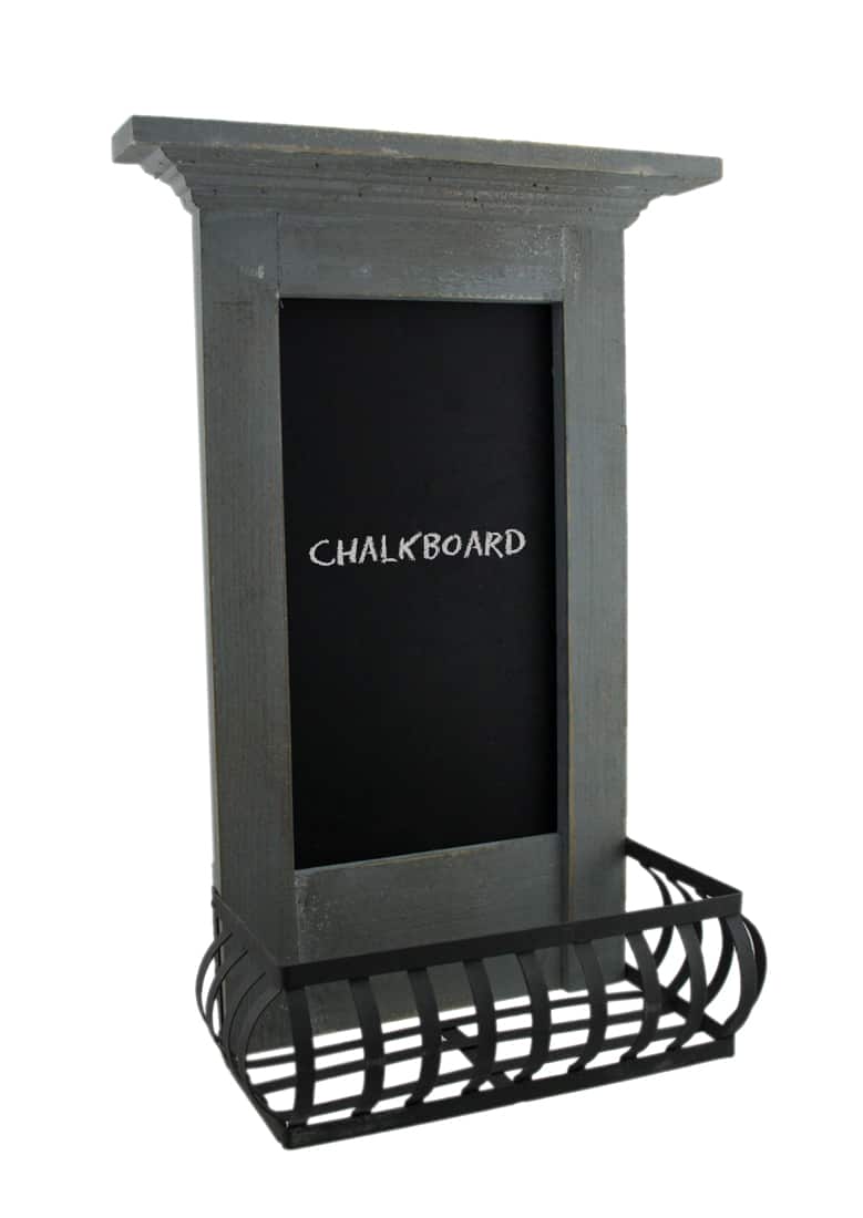 Zeckos - Light Blue 5.7x11x18.5 Wood Wall Chalkboard - Gray