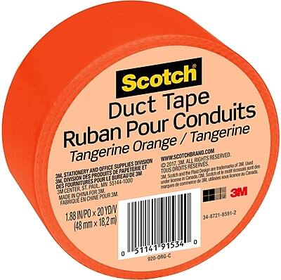 Scotch Duct Tape  
Ruban Pour Conduits  
Tangerine Orange  

3M Stationery and Office Supplies Division  
3M Fournitures de Bureau et de Papeterie Division  

WWW.SCOTCHBRAND.COM  

2017. 3M ALL RIGHTS RESERVED.  
Tous droits réservés.  

3M is a trademark of 3M Company. Scotch is a trademark of 3M.  
3M et Scotch sont des marques de 3M.  

MADE IN CHINA  
FABRIQUÉ EN CHINE  

1.88 yd x 20 yd (1.72 m x 18.2 m)  
48 mm x 182 m  

34-8721-8591-2  

920-ORG-C  

0 51141 91534 0