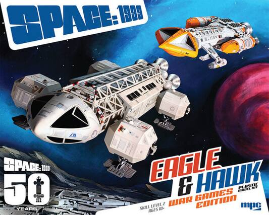 SPACE: 1999
50 YEARS
EAGLE & HAWK
PLASTIC MODEL KIT
WAR GAMES EDITION
SKILL LEVEL 2
AGES 10+
mpc