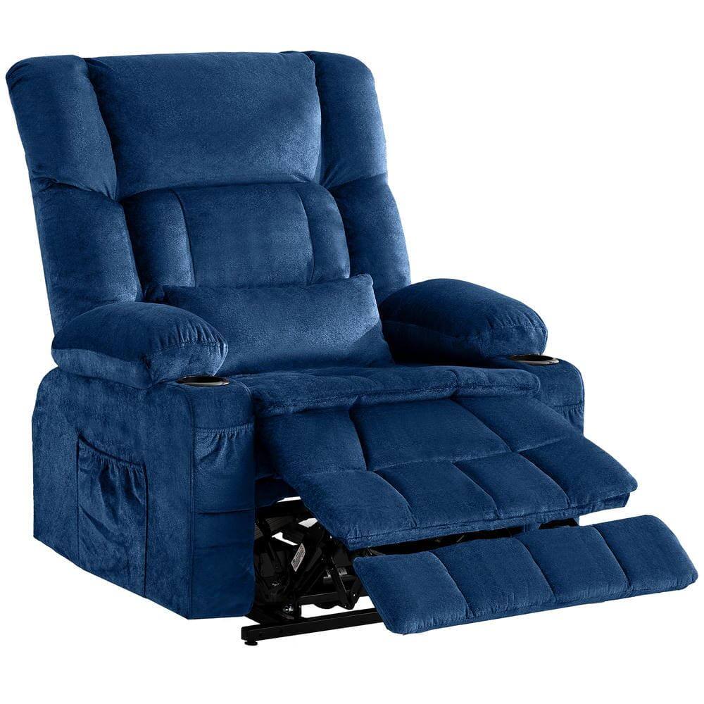 Alt View 5. Kadyn - Dual Motor Power Lift Recliner, Lay-Flat 180°, Kneading Massage & Heat, USB Ports - Blue.