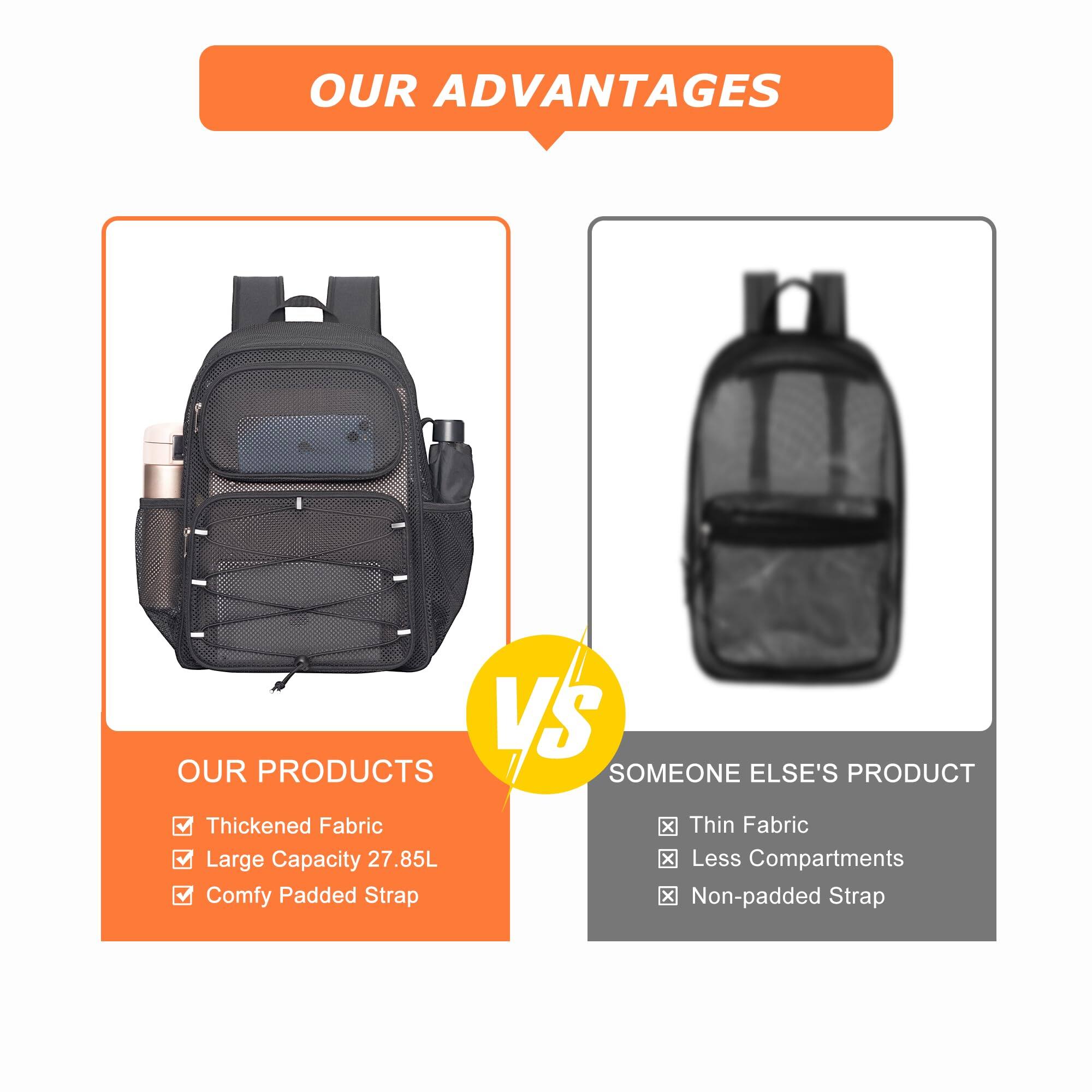 Pacoar Cade Mesh Backpack Heavy Duty See Through Bag With Paded Strap ...