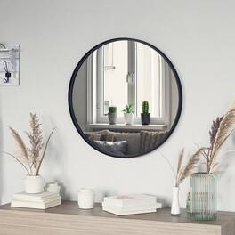 Emma + Oliver - Edirne Wall Mirror with Metal Frame and Silver Backed Glass for Clarity for Entryways, Bathrooms & More - Black