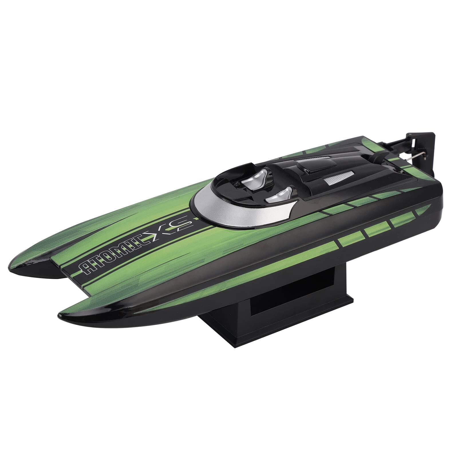 Angle. Topteng - Remote Control Boat – Self-Righting, 30mph, Dual Batteries, 20 Min Run, 100m Range, ABS, Fit for Pool, Lake & Racing - Green.