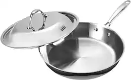 Cooks Standard - Multi-Ply Clad 12-Inch Frying Pan with Lid, Everyday Wok Stir Fry Pan Kitchen Skillet, Stay-Cool Handle - Stainless Steel