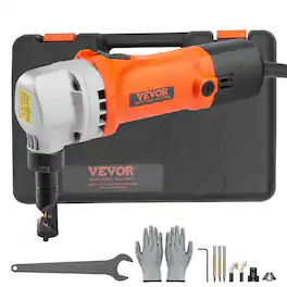VEVOR - Sheet Metal Nibbler,550W Powerful 2200 RPM High Speed, 360 Degree Rotation Electric Nibbler Metal Cutter, Straight Curve - Black;Orange