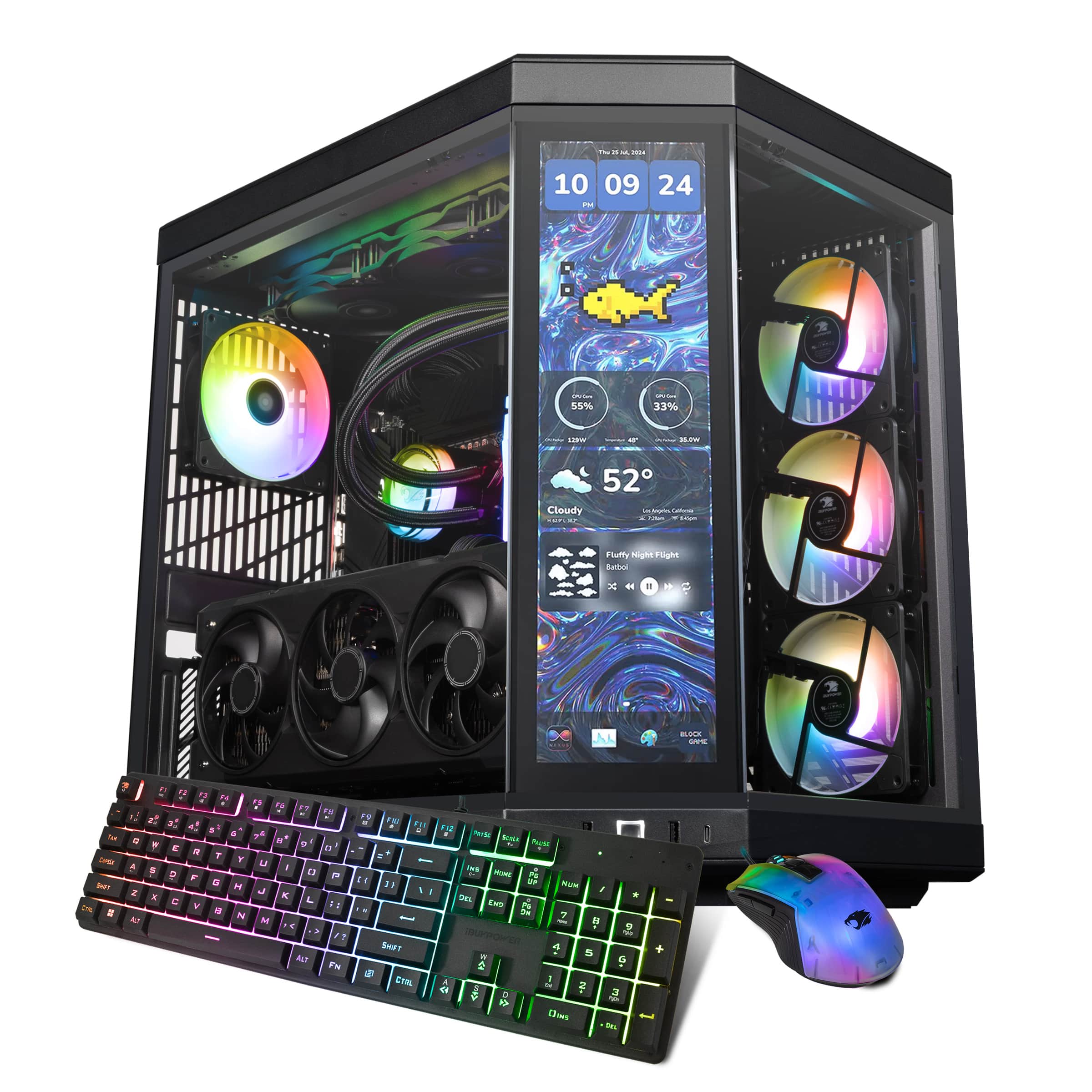 iBUYPOWER - Y70TI Gaming Desktop - AMD Ryzen 7 9800X3D, NVIDIA GeForce RTX 5080 16GB, 32GB DDR5 RGB RAM, 2TB NVMe SSD _Y70TIBA7N5801 - Black