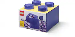 Room Copenhagen - LEGO Stackable Storage Brick with 4 Knobs, Violet with a Glitter Top Lid - COLLECTIBLES - Multicolor