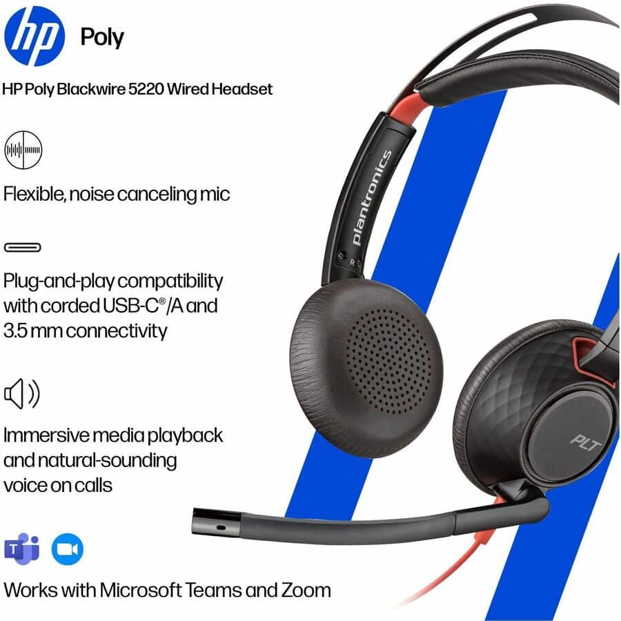 HP Poly Blackwire 5220 Headset Microsoft Teams Certification