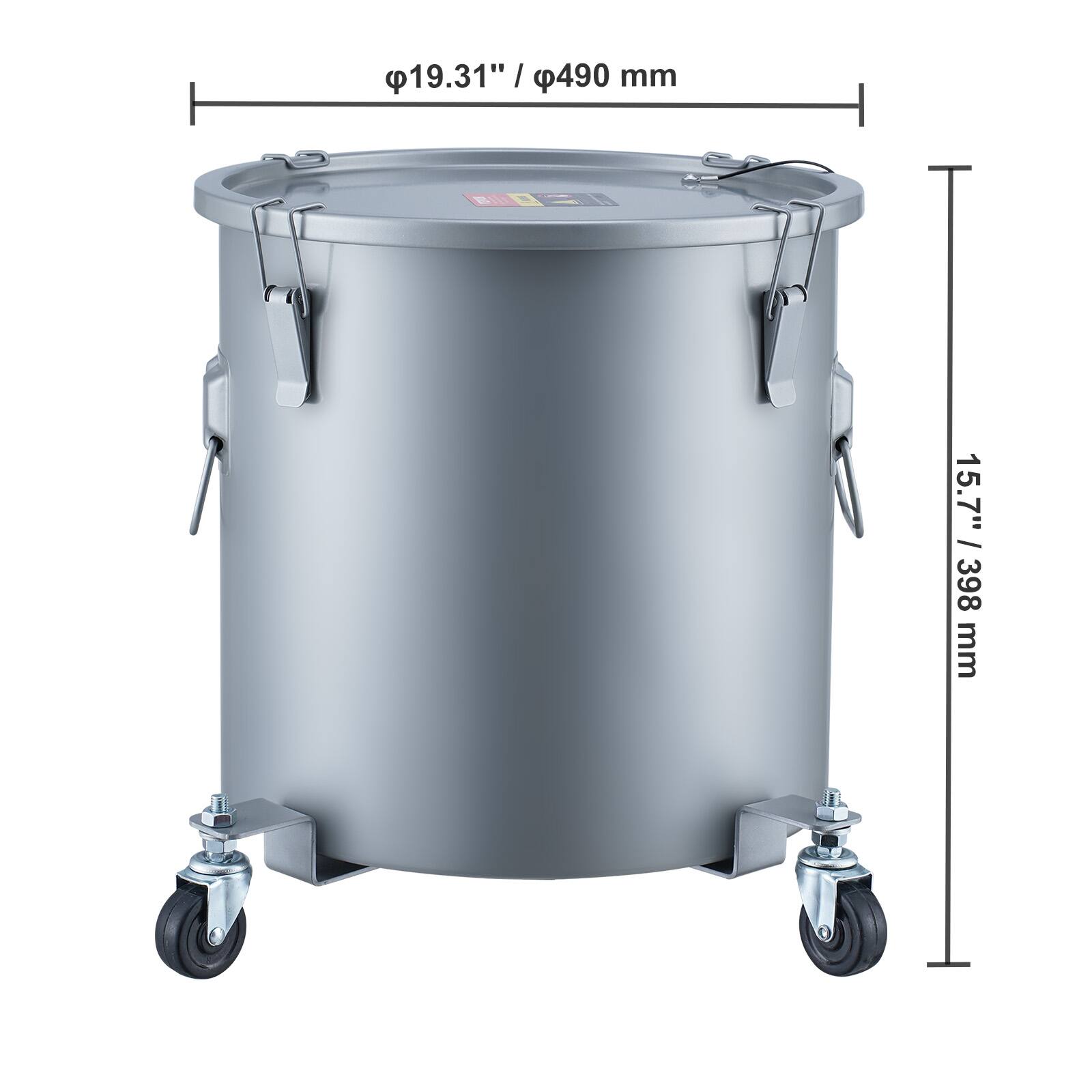 - Diameter: 19.31" / 490 mm
- Height: 15.7" / 398 mm