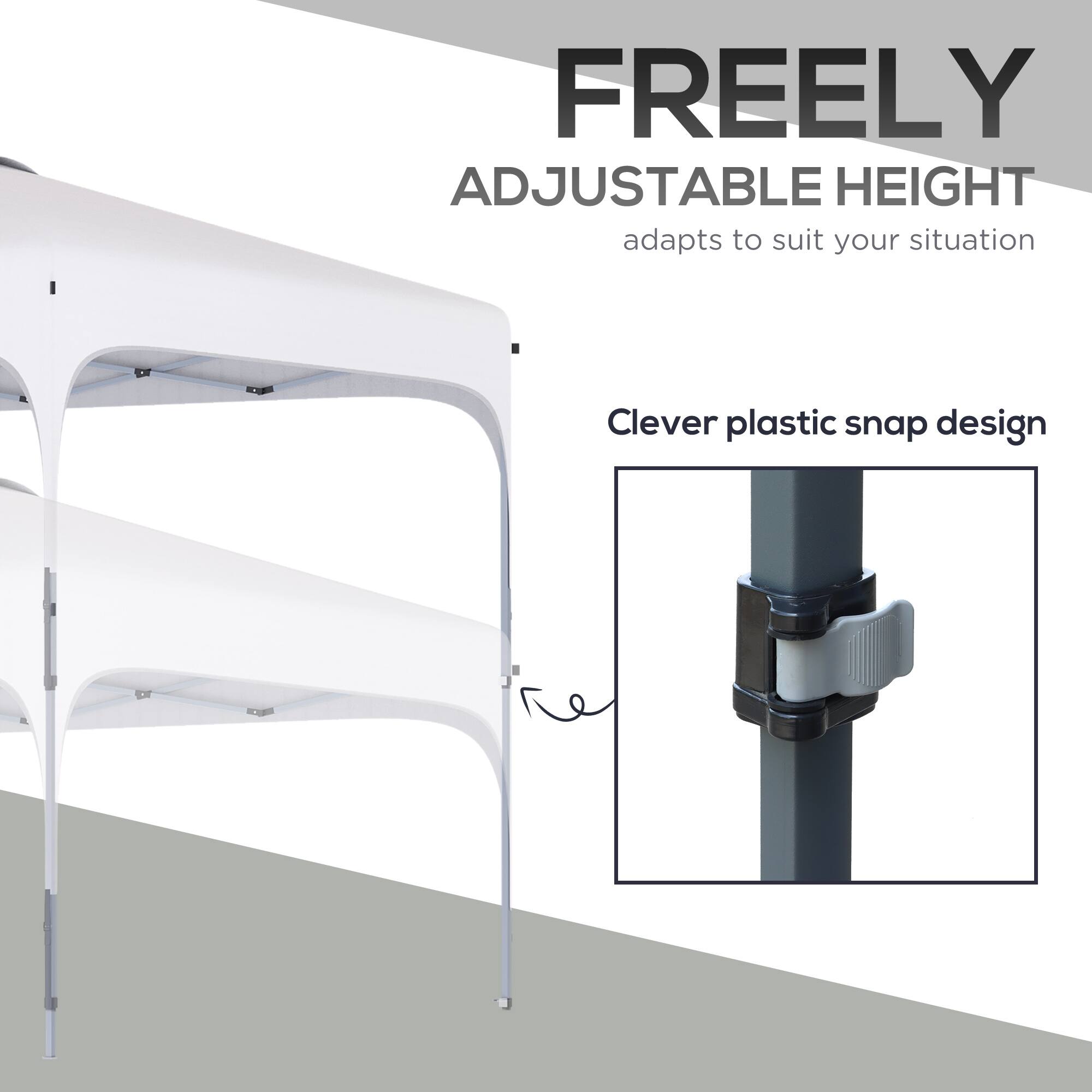 FREELY ADJUSTABLE HEIGHT
adapts to suit your situation
Clever plastic snap design