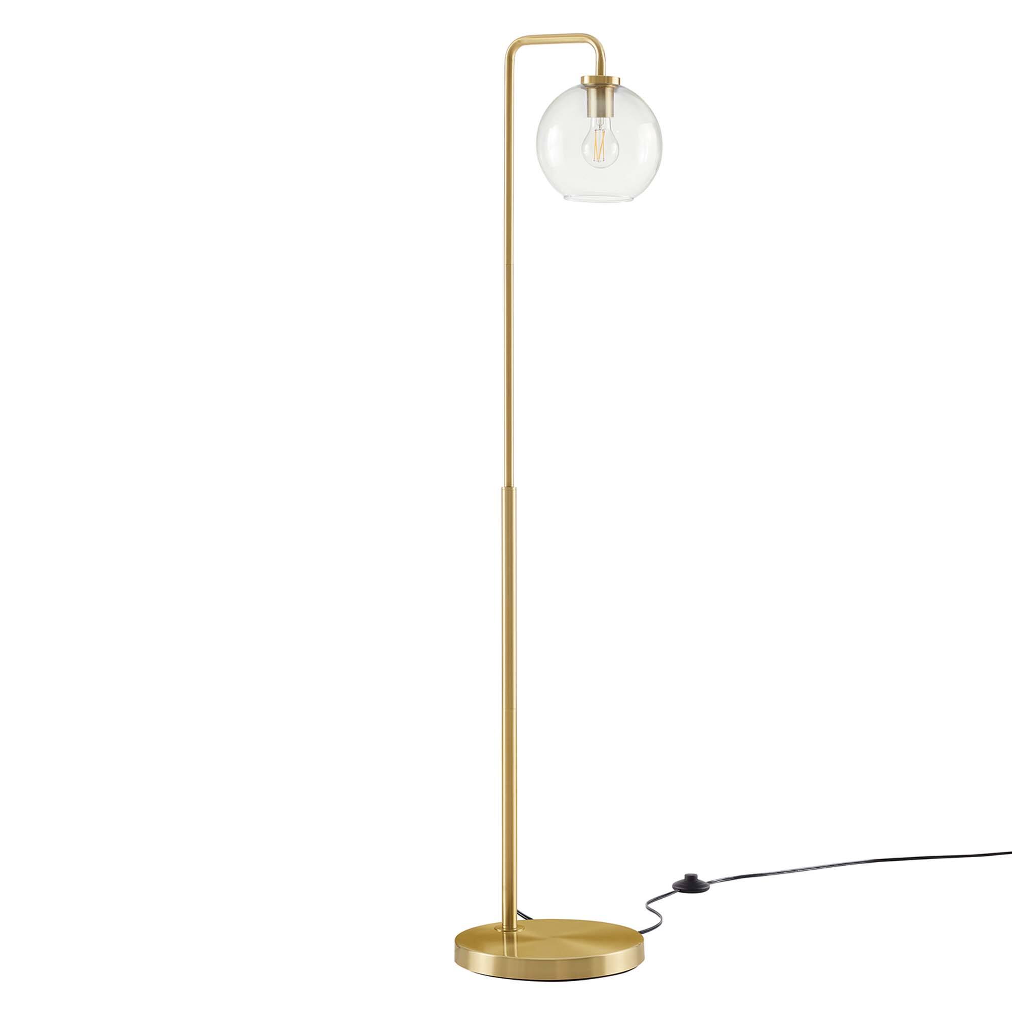 Angle. Modway - Silo Glass Globe Glass and Metal Floor Lamp by Modway - Satin Brass.