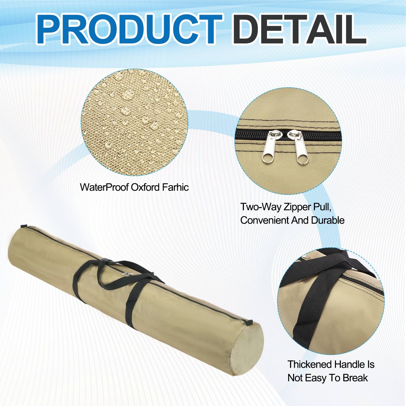 PRODUCT DETAIL

- WaterProof Oxford Farhic
- Two-Way Zipper Pull, Convenient And Durable
- Thickened Handle Is Not Easy To Break